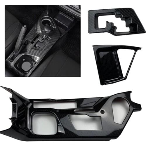 3pcs Carbon Fiber Gear Shift Panel Trim Water Cup Holder Cover Gear Frame Sticker for Toyota Rav4