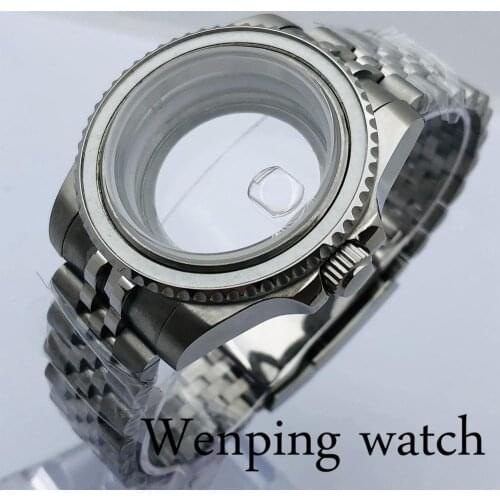 40mm silver case sapphire glass jubilee strap fit NH35 36 ETA2836 Miyota8215/8205/821A Mingzhu DG2813/ 3804 Seagull1612 movement