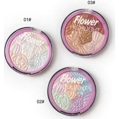 5 Color Flower 3D Baked Highlighter Palette Bronzer Highlighting Glow Makeup Shimmer Rainbow Highlight Illuminator Contour T0653