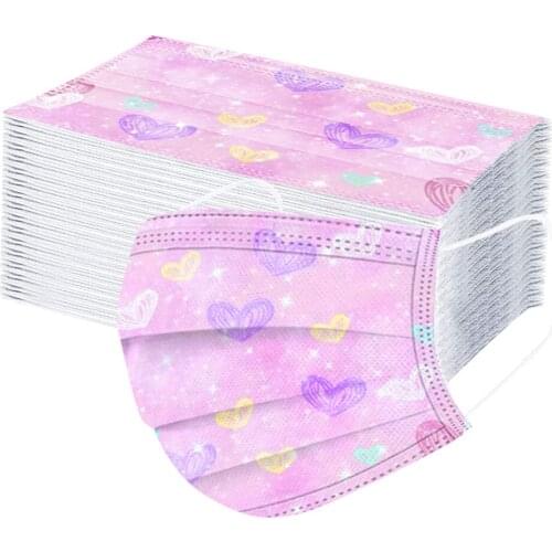 50pc Tie-dye Print Kids Mask Disposable 3-layer Face Mouth Mask Earloop Mascarillas Masque Halloween cosplay Mondmasker Masque