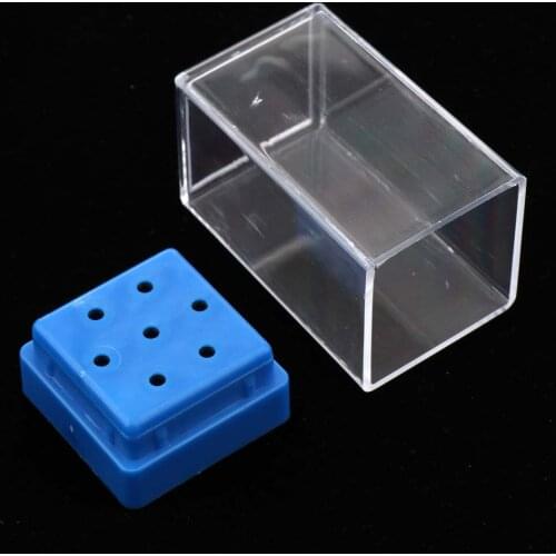 7 Holes Nail Drill Bit Holder Display Standing With Transparent Cover