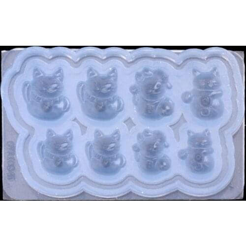 8 Different Fortune Cat Postures Nail Art Mold Expoy Resin Cabochon Jewelry Mold