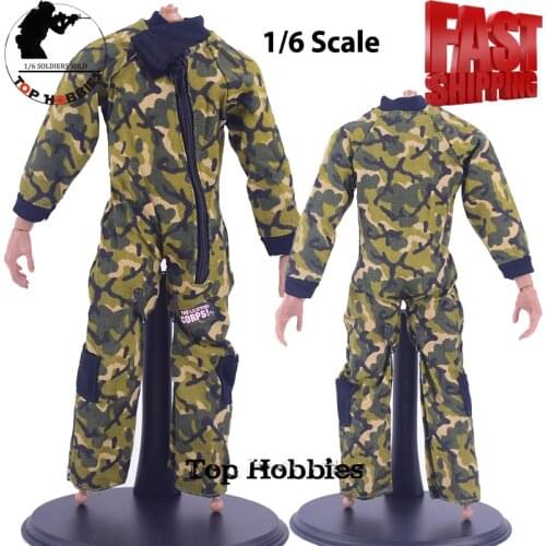 1/6 Scale Male Clothes Accessory Zipper Coverall Green Uniform Camouflage Jumpsuit Siamese Coat For 12Inch Body Action Figure