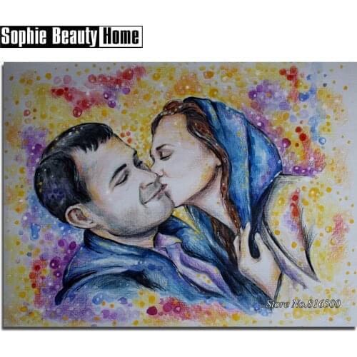 Full Square/Round Drill 5D DIY Diamond Painting Portrait Lovers Kiss Diamond Embroidery Cross Stitch Mosaic Wall Decor 188050