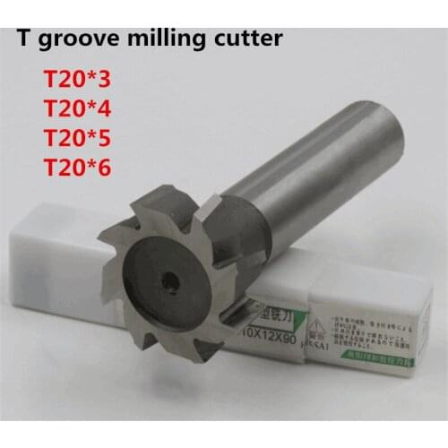 Free delivery 4PCS T20*3*4*5*6 high speed steel Straight shank T groove milling cutter T type Straight shank milling cutter