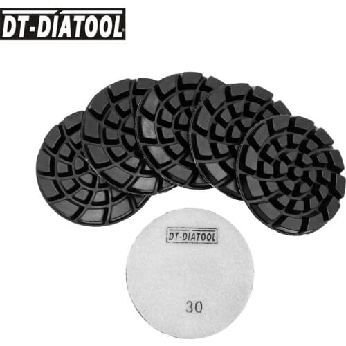 DT-DIATOOL 6pcs/set Dia 4inch Diamond Concrete Polishing Pads Resin Bond Floor Renew Sanding Discs Grits #30 for Cement Floor