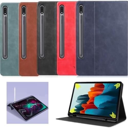 With Pencil Holder Case for Samsung Galaxy Tab S7 11inch Auto Wake up/Sleep Smart Cover Case Tab S7 SM-T870 T875 with Soft+Film