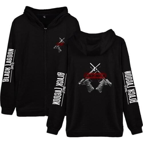Black Lagoon Zipper Hoodies Women Men Fashion Prints Long Sleeve Hooded Sweatshirt Anime Hot Sale Casual Streetwear Clothes