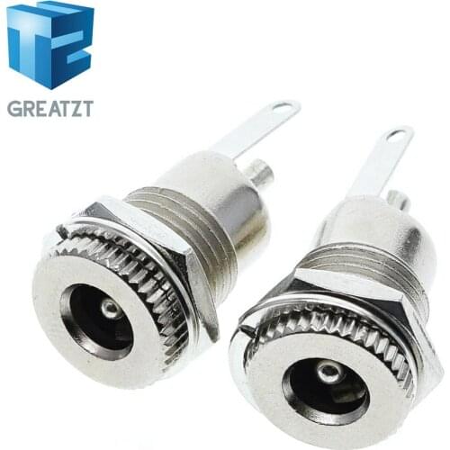 GREATZT DC099 5.5 mm x 2.1mm DC Power Jack Socket Female Panel Mount Connector Metal DC-099 Open Hole 11MM 5.5*2.1 5.5*2.5
