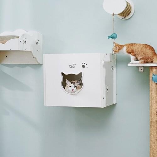 Wooden Wall-mounted Cat Furniture, Cat Litter, Cat Supplies, Stable Cat Toy Pet Supplies