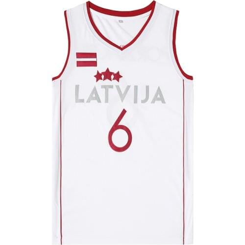 Cheap 6 Porzingis Jersey Men Sport Latvija Basketball Jerseys Porzingis Uniforms Team Color White College