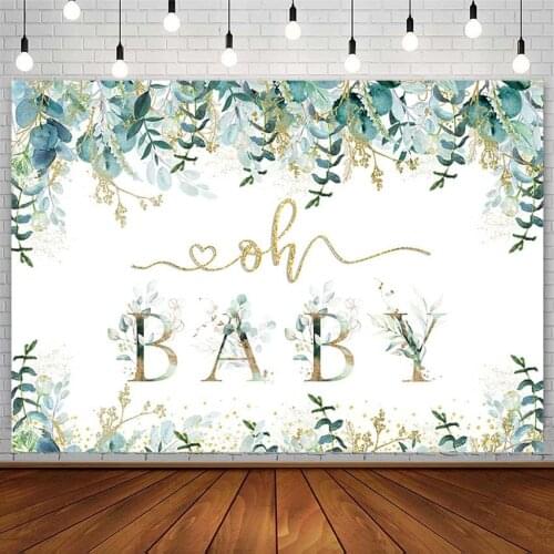 Eucalyptus Leaves Backdrops Oh Baby Shower Newborn Gold Love Boy Girl Photography Background Photo Studio Photozone Decor Props