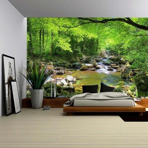 Custom 3D Photo Wallpaper Fall Forest Stream Wall Mural Living Room Bedroom Vinyl Mural Waterproof Wallpaper Home Decor