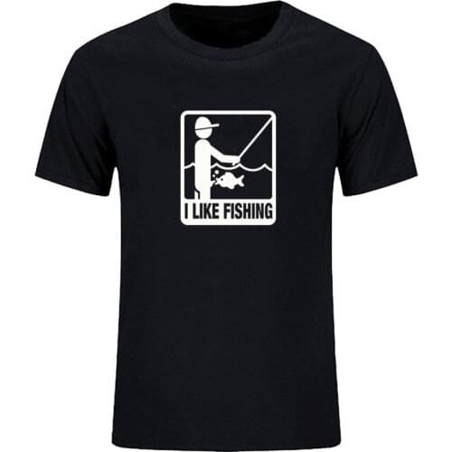 Summer printing fishing creative mens short sleeve cotton fashion t-shirt mens top