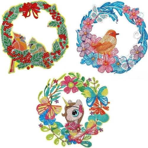 Hot Sale 5D DIY Diamond Painting Wreath Fashion Beautiful Adult Diamond Painting Wreath Dot Diamond Wreath Home Decoration