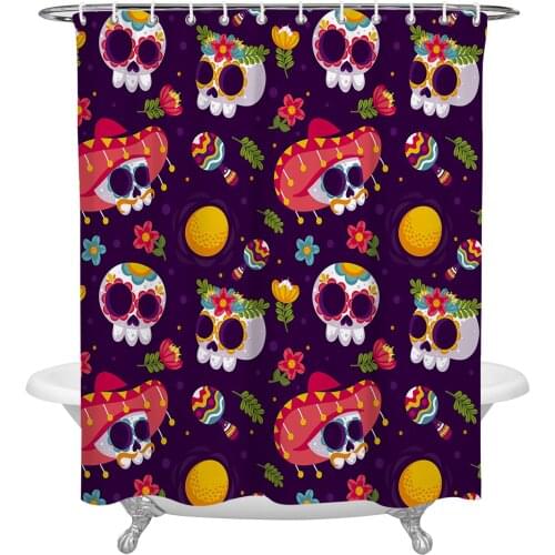 Skull Hat Shower Curtain Waterproof Polyester Fabric Shower Curtains Home Decoration Curtain with Hook