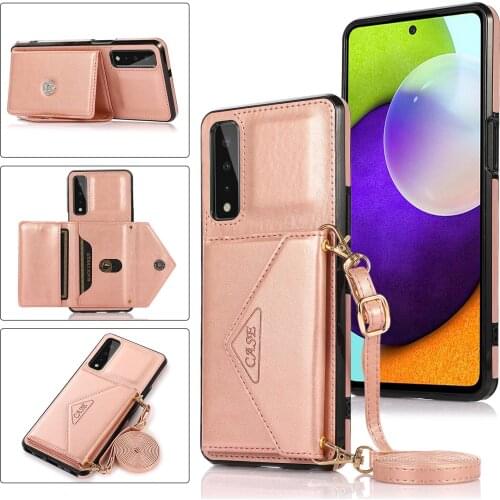 Crossbody Wallet Leather Back Flip Phone Case For LG Stylo7 5G Card Slots Cover Kickstand Cellphone Shell