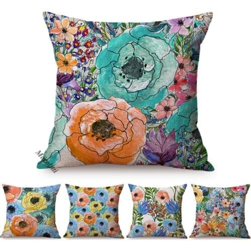 Colorful Floral Oil Painting Home Decoration Cushion Cover Harmony Nordic Decorative Sofa Throw Pillow Cases Room Bed Pillowcase