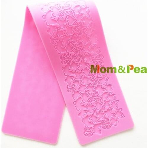 Mom&Pea GX258 Butterfly Lace Pad Mold Cake Decoration Fondant Cake 3D Mold Food Grade Silicone Mould