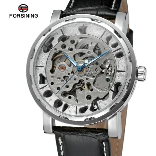 Forsining 2019 Hot Waterproof Automatic Watch Men Top Brand Luxury Mechanical Watches Men Skeleton Watch Unique Men Watch Silver