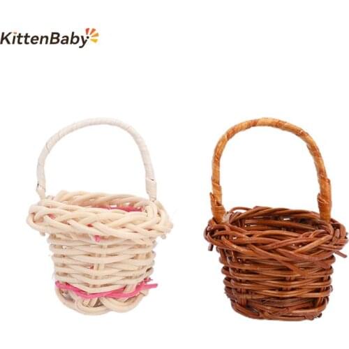 Mini 1/12 Cute Dollhouse Rattan Frame Hand-woven Vegetable Food Basket Dolls Miniature Decoration