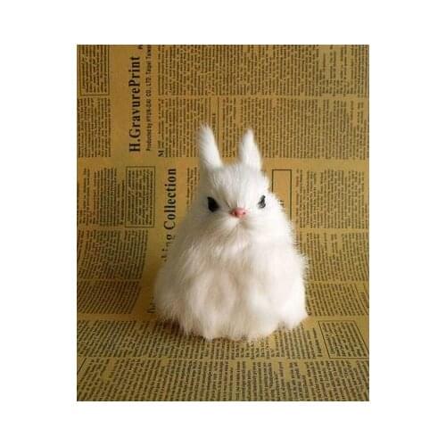 Simulation white rabbit model polyethylene& fur 12x8cm handicraft,prop,home Decoration toy xmas gift b3619