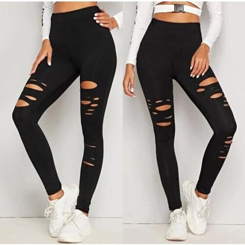 Fashion Motion Pants Womens Hole Solid Color Leggings Tightening Sports Casual Yoga Pants Push Up Sport Workout Running Gymwear