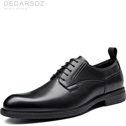 DECARSDZ Men Shoes 2021 Wedding Office Style Fashion Dress Shoes Men Comfy Durable Genuine Leather Comfy Formal Shoes Man