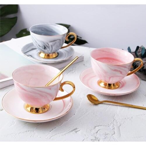 New Luxury Ceramic Brand Cup Marble Pair Milk Office Premium Coffee Cup Household Drinks