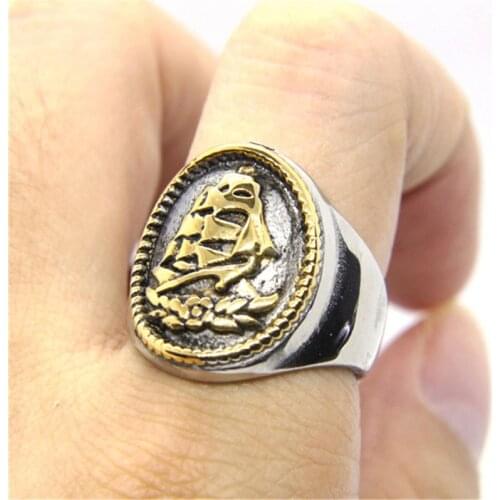 Rany&Roy Newest Cool Ship Ring 316L Stainless Steel Jewelry Band Party Biker Ring