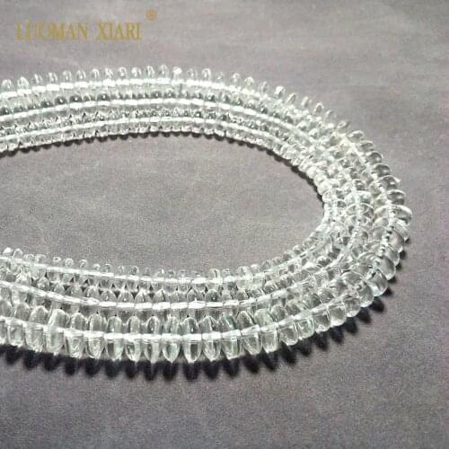 Wholesale Natural Wheel Shape Clear White Crystal Stone Beads For Jewelry Making DIY Bracelet Necklace 4*6/5*8/6*9 mm 15.5