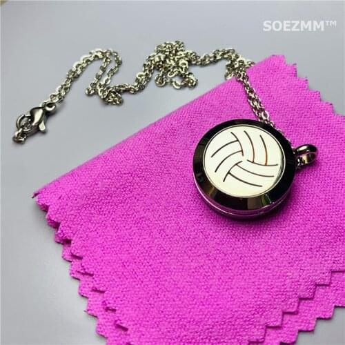 SOEZMM Volleyball Necklace,Gift for Volleyball Lovers Prize for match,can add Essential Oil or Perfume,DM 20mm ,model no SM-31BS
