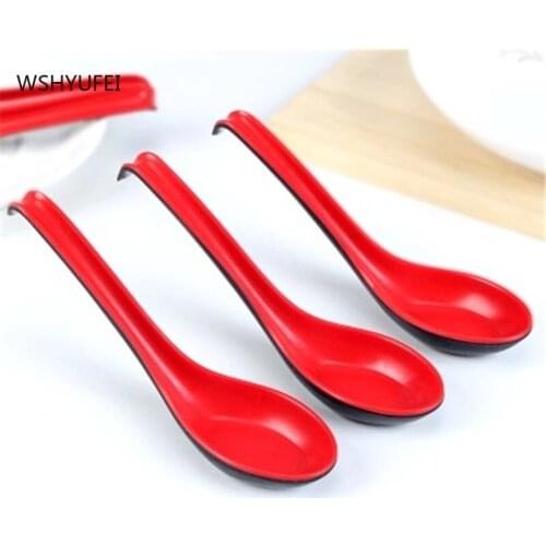 Practical heat-resistant melamine spoon for restaurants, long handle, with imitation porcelain, anti-scalding and non-slip spoon