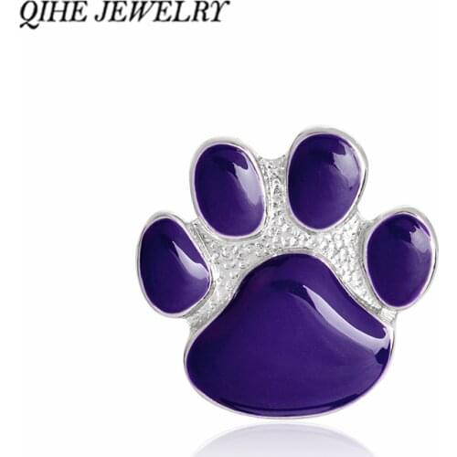 QIHE JEWELRY Brooches & pin Purple paw Brooch Pet jewelry Dog cat lover jewelry Gift for animal lover Paw cat dog brooch