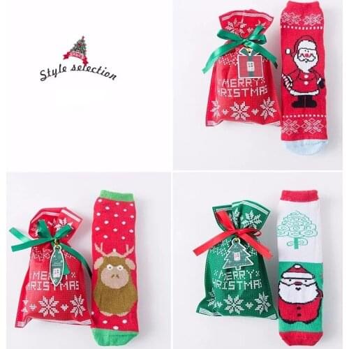 Christmas New Winter Female Stockings Half-sided Floor Stockings, Double-ply Thickened Coral Fleece Christmas Stockings