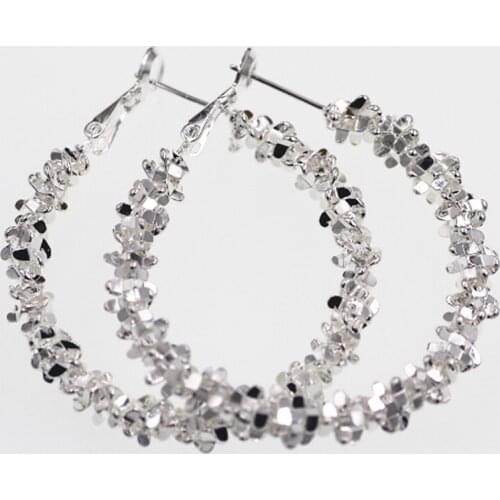 925 sterling silver hoop earring for women large luxury design good quality vintage wedding jewelry Eh004