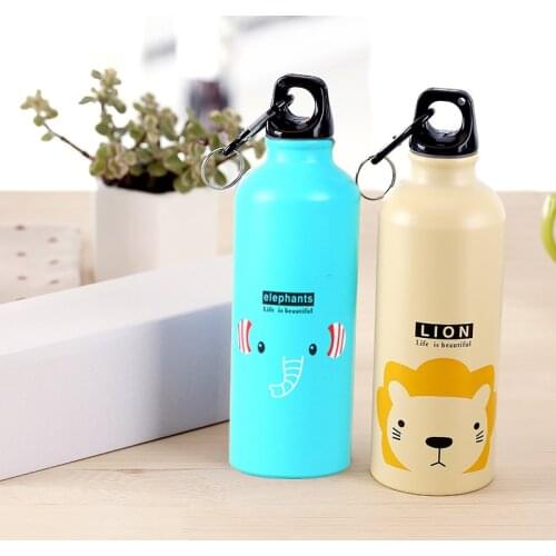 Sports Cup Outdoor Shaker Water Bottle Cup Student Mug Stainless Steel Animal Pattern Portable Mountaineering Buckle Kettle