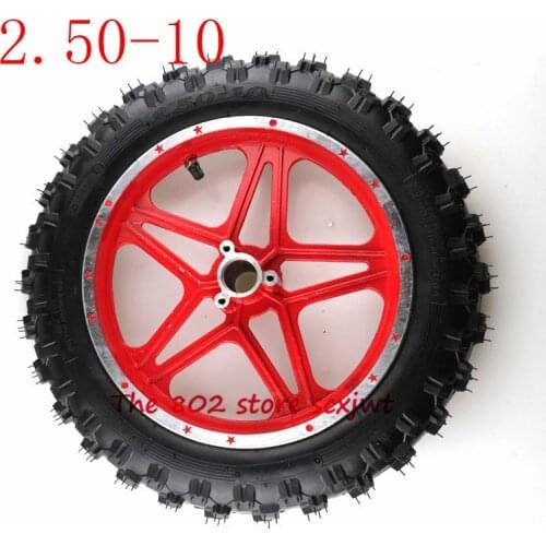 Super 10''Mini Dirt Bike Knobby Tire wheels 2.50-10 Front or Rear rims & tyre Off Road Motocross mini motorrad child