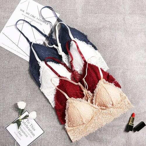 Women Sexy Lace Wireless Bras Sling Beauty Back Womens Bra Integrated Backless Fashion Underwear Hot Selling Lace Tank New