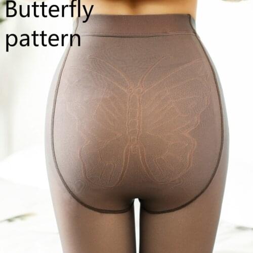 2020 Women Butterfly Jacquard Pantyhose Through Gray Coffee Skin Suitable 40-95KG Solid color buttock lift comfortable elastic