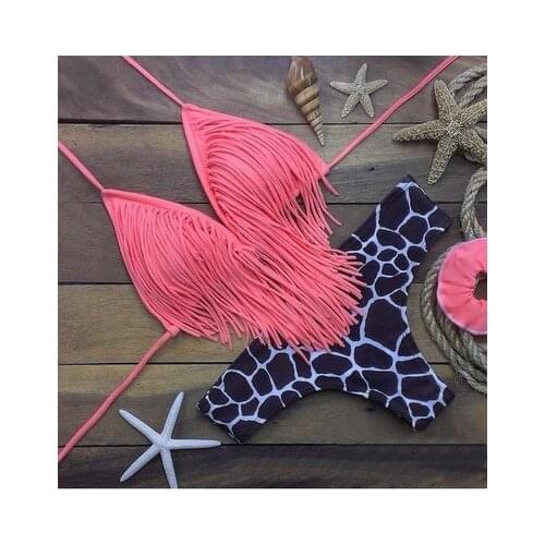 Women Swimsuit Bandeau Bikini Fringe Biquini Brazilian Bathing Suit Girls Swimwear