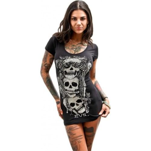 Gothic Skull Print Skinny Dress Women Short Skeleton Punk Rock Office Metal Ladies Dresses Womens Clothing Vestidos Summer 2021