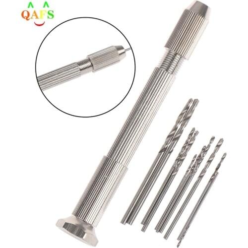 1 Set Silver Color Hand Twist Drill With 10 HHS Drill Bits Drilling Tool For PCB Watch Repair 92mm