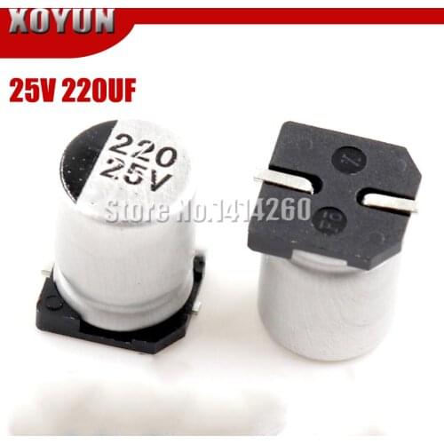 10PCS Electrolytic capacitor 25V220UF 8*10mm SMD aluminum electrolytic capacitor 220uf 25v
