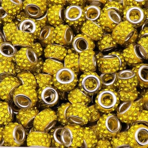 20Pcs Lot Large Hole Rhinestone Crystal Spacer Glass Beads Murano Fit Pandora Bracelet Charms Chain Necklace for Jewelry Making
