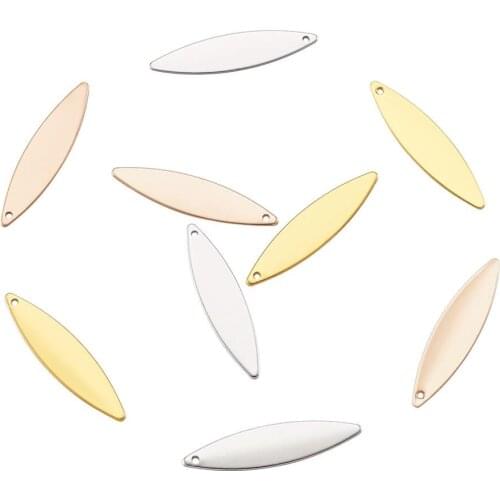 24pcs/set Brass Horse-Eyes Blank Stamping Tag Pendants for necklace jewelry making Accessories Decor 29.5x7x0.5mm, Hole: 1.4mm