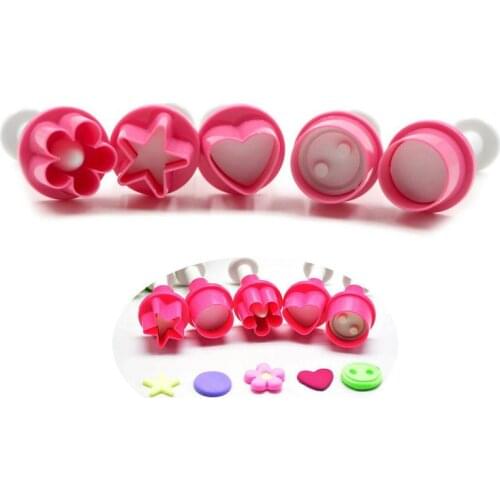 5pcs/lot Love Flower Round Shape Two-color Spring Printing Stamper Fondant Cake Decorating Mold Baking Tools