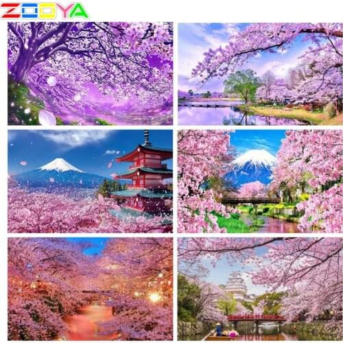 5D Full Drill Diamond Painting Cherry Blossom New 3D Crystal Diamond Embroidery Diamond Mosaic Picture Home Art Decoration Lx57