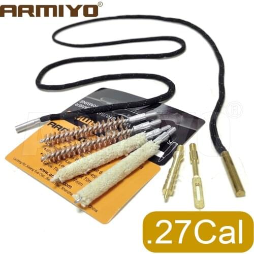 Armiyo .270Cal 7mm 6pcs/set Gun Bore Brush Kit Barrel Cleaning Swabs Brass Deposits Patch Puller Thread 8-32 Hunting Accessories