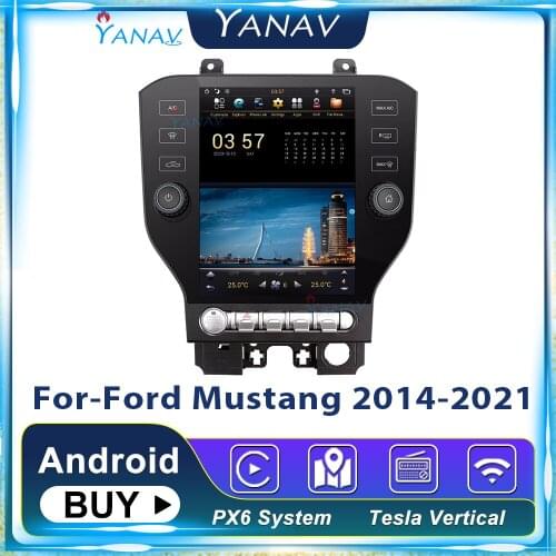 Android Stereo Receiver Car Radio For-Ford Mustang 2014-2021 GPS Navigation Multimedia MP3 Player UHD Vertical Screen Head Unit